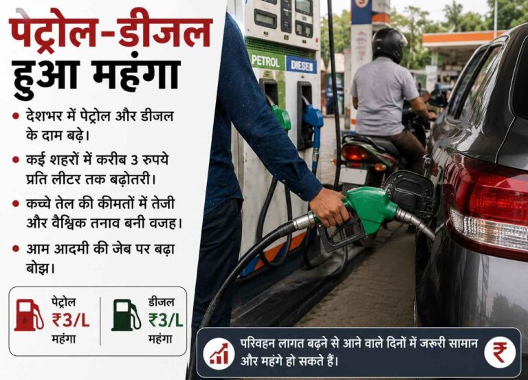 अंतरराष्ट्रीय बाजार में कच्चे तेल की कीमतों में उछाल के कारण पेट्रोल और डीजल के दामों में बढ़ोतरी