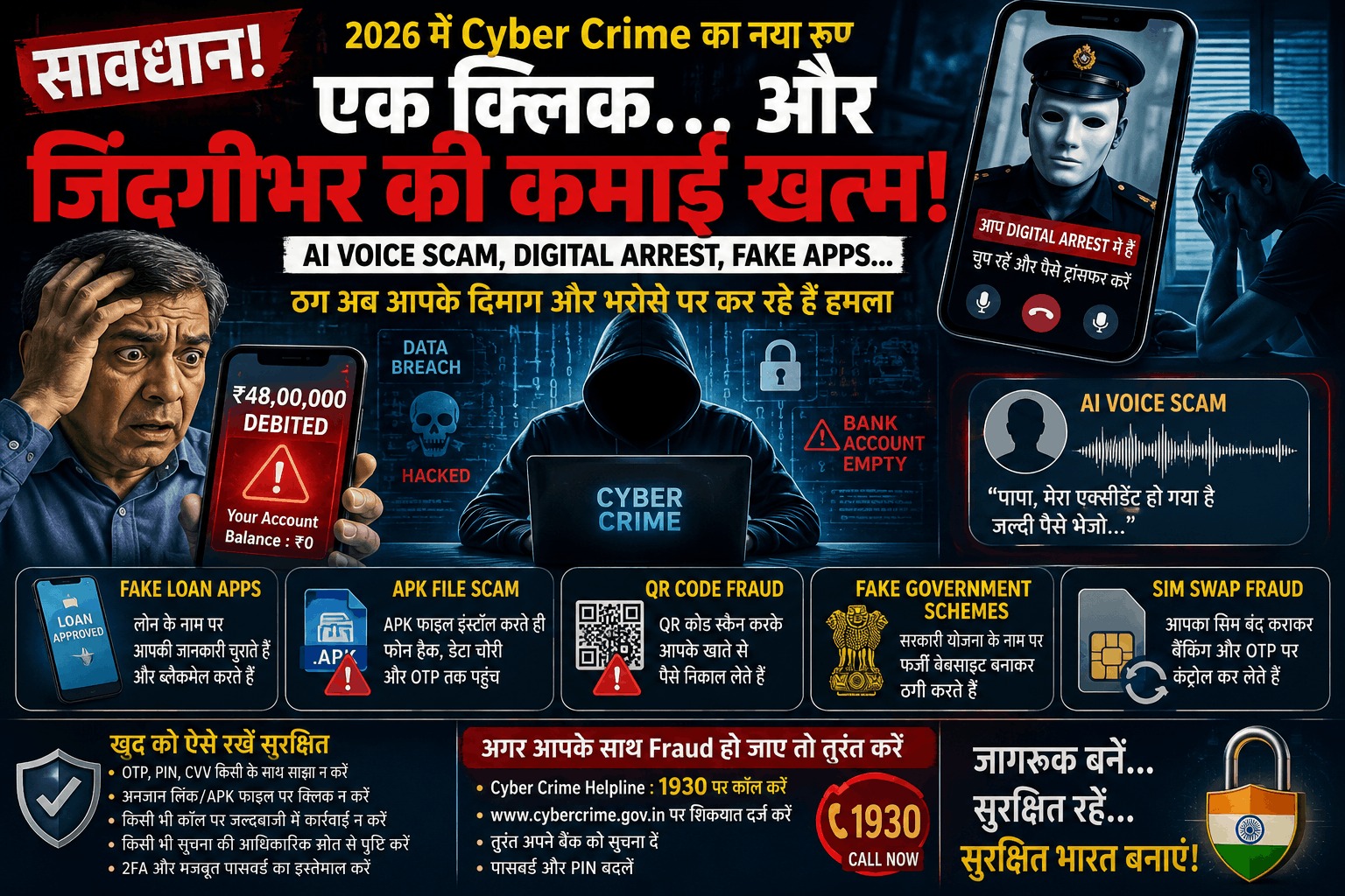 डिजिटल अरेस्ट और एआई वॉयस क्लोनिंग बने साइबर अपराध के नए बड़े खतरे